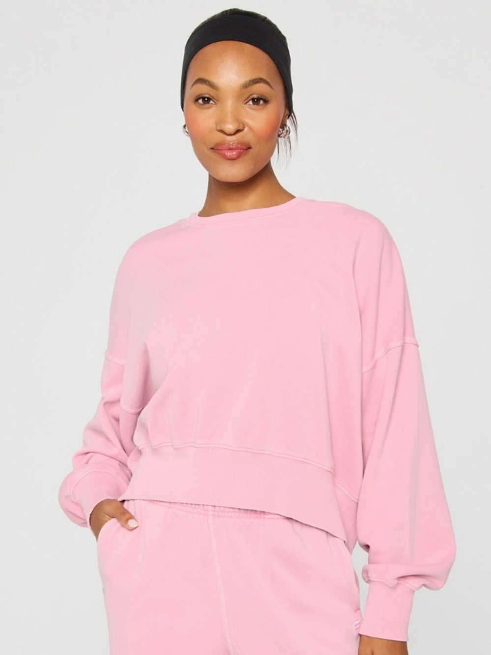 Fabletics Marshmallow Pink Terry Crew Sweatshirt